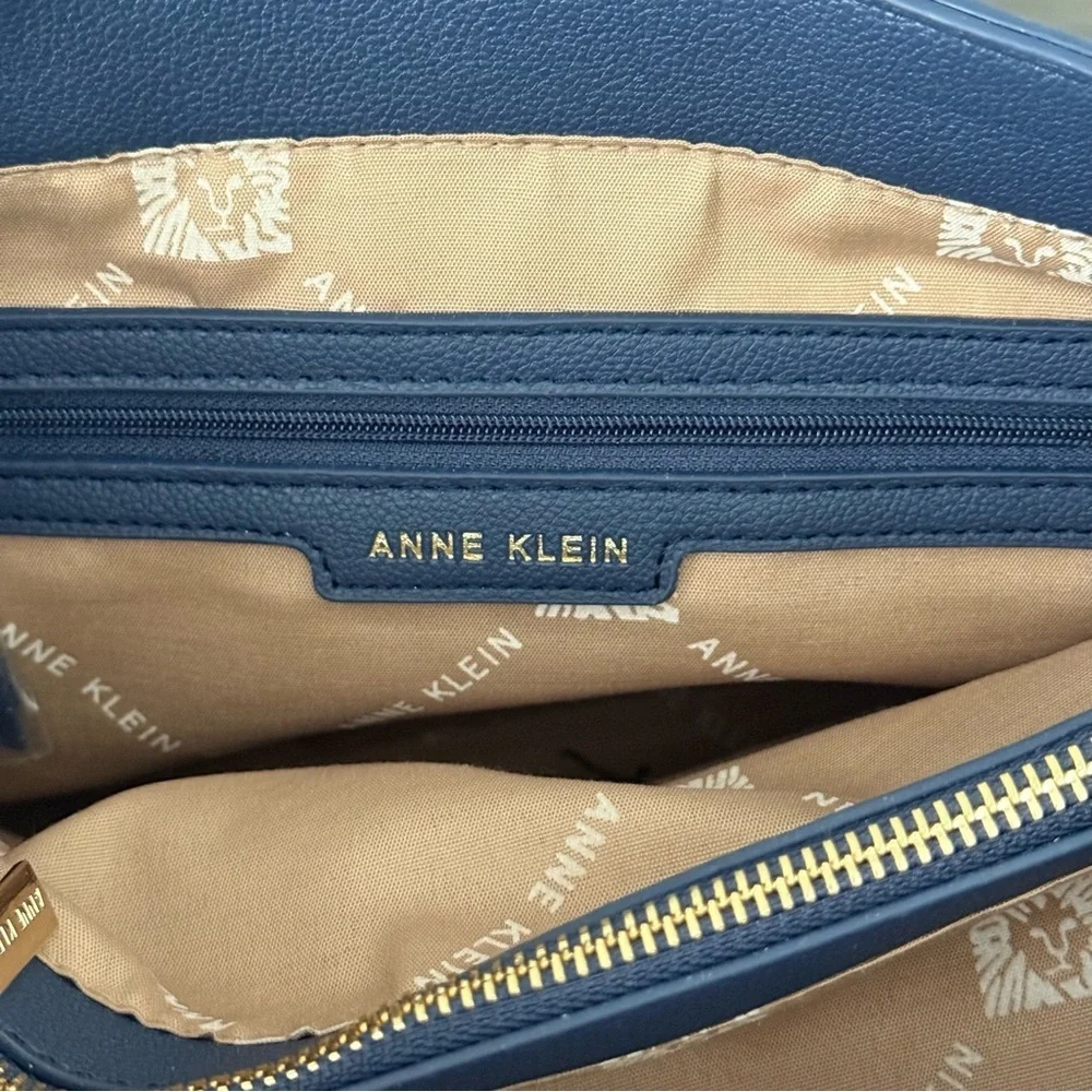 Anne Klein Midnight Blue Embossed Logo Handbag